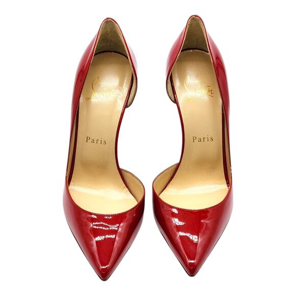 Christian Louboutin Iriza Patent Leather D’Orsay Pumps Red EU 36.5 US 6 $945 - Picture 4 of 7